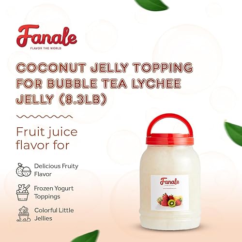 Miniatura 3 de New Fanale Coconut Jelly Topping nata de coco para té Boba  Helado  Yogur  Batido  Té con leche  Postres (Lychee, 8.3 lb)