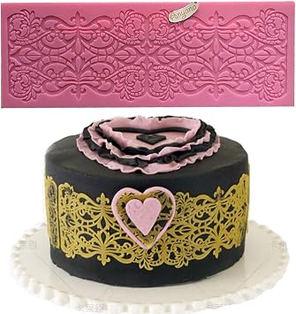 fleur de lis Cake Lace Mold, Lace Fondant Molds Silicone Lace Molds for Cake Decorating, cupcake top decoration