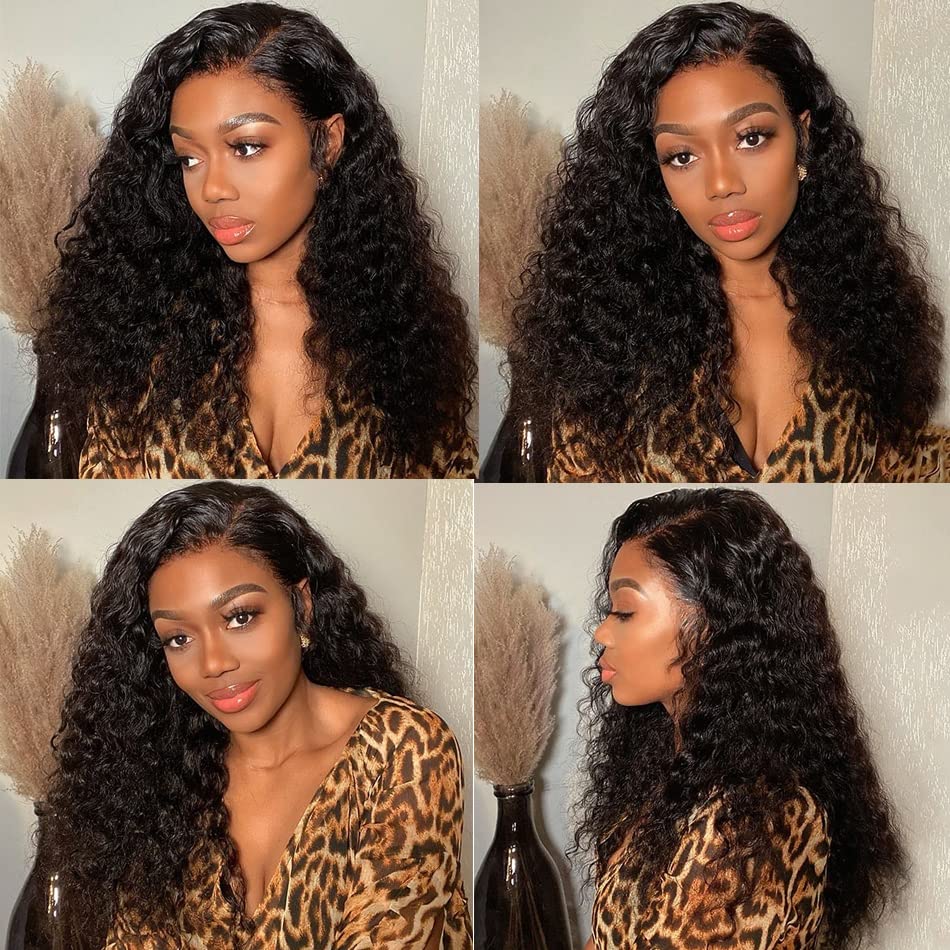 Image of Lace Frontal Wigs Human Hair Water Wave Wig HD Transparent Lace Front Wigs Human Hair Wet and Wavy Virgin Hair Wigs Pre Plucked Hairline with Baby Hair Deep Wave Human Hair Wigs for Women 20