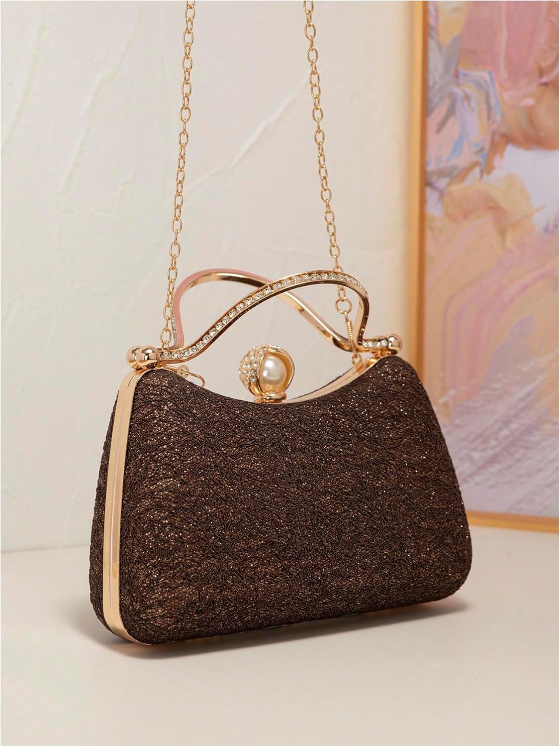 SweatyRocks Women's Glitter Evening Bag Shiny Chain Strap Clutch Purses Formal Bridal Wedding Cocktail Party Handbags - Image 4