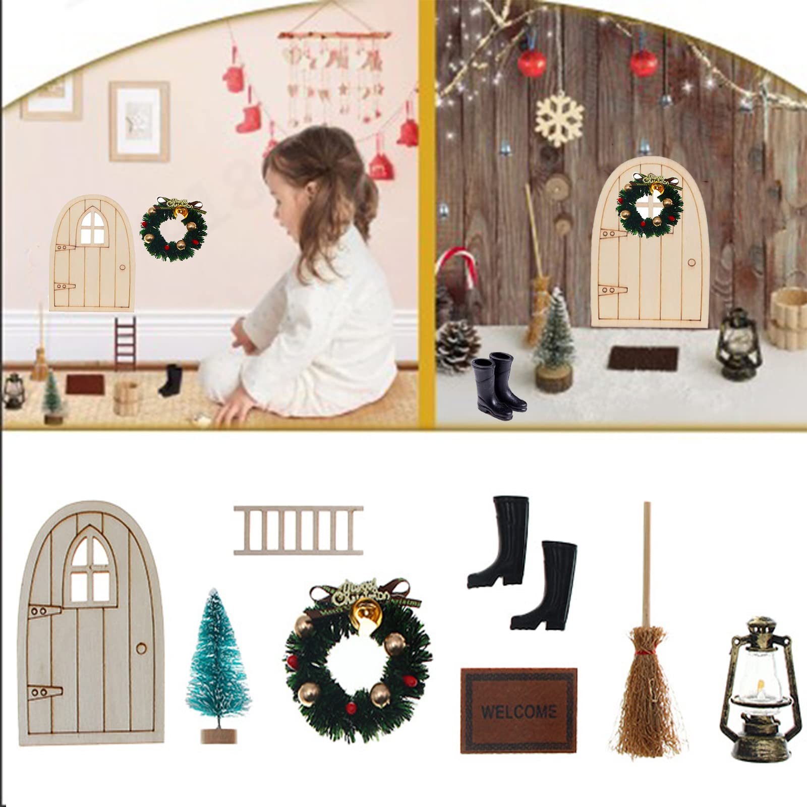 16-teiliges Wichtel-Tür-Zubehör Für Weihnachten – Miniatur-Dekoration Für Puppenhaus & Deko