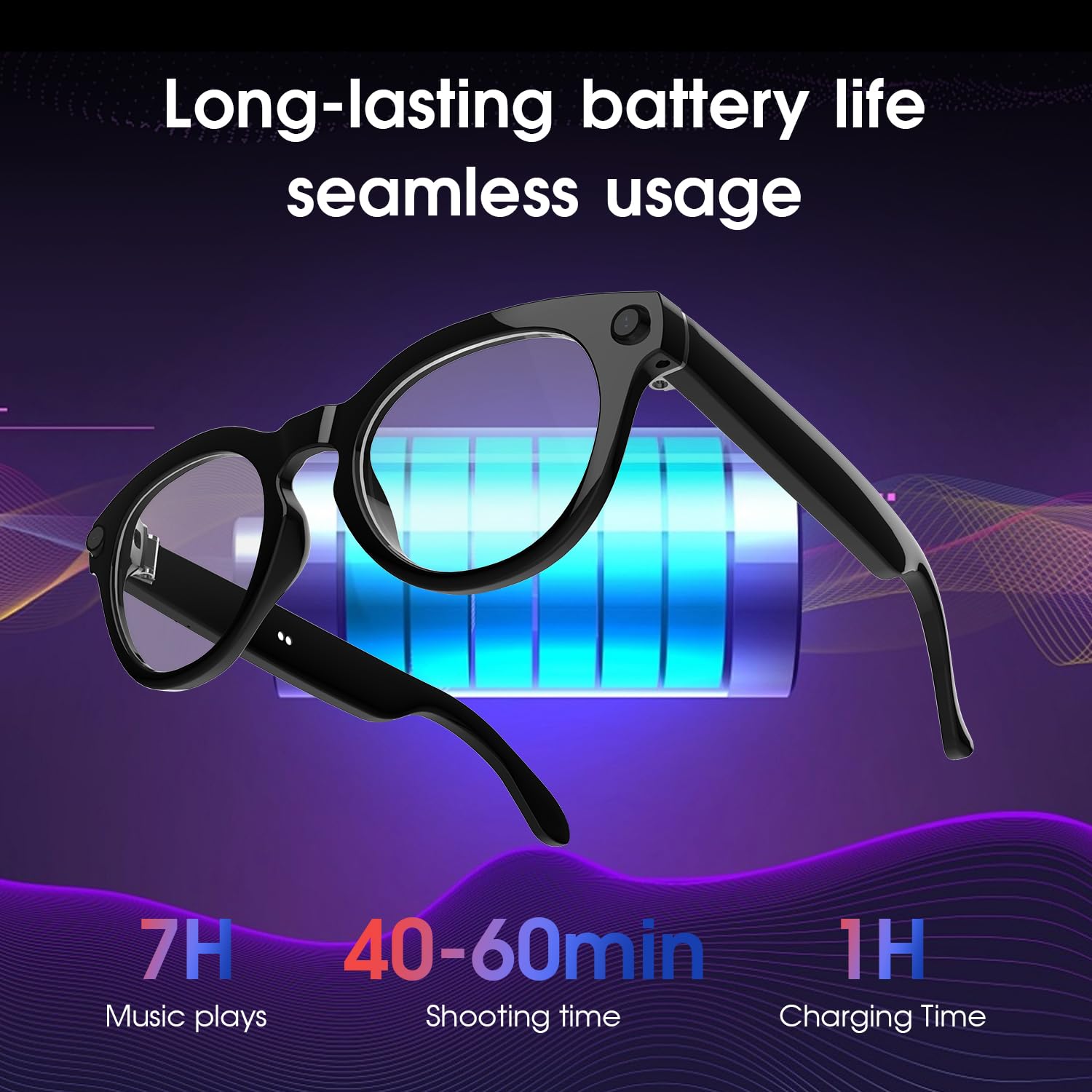 GenXenon Lunettes Connectées IA, Lunettes Caméra HD 8 MP – 220 mAh, Vidéo 1200P, Prise Photos et Vidéos, Verres Photochromiques AI Smart Glasses pour Cyclisme, Randonnée et Camping