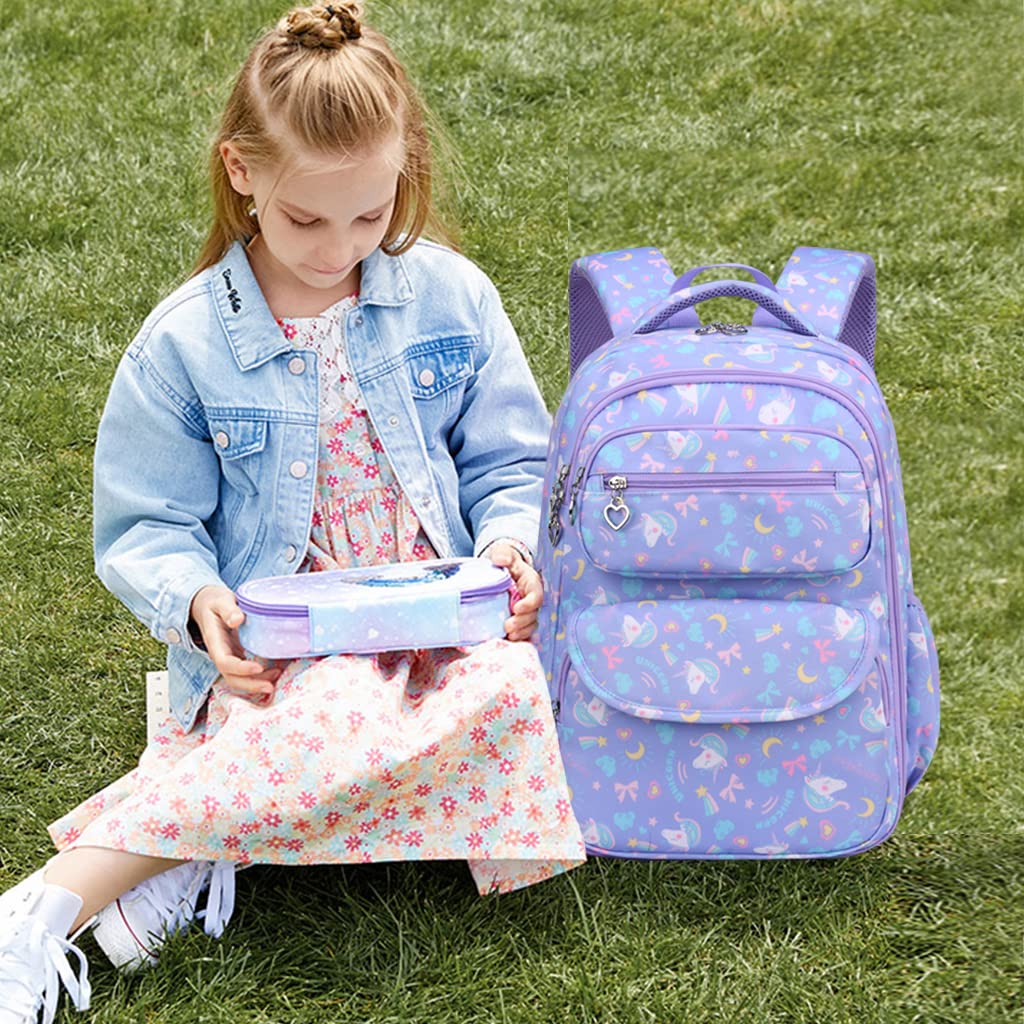 Sac à Dos Filles Cartable Primaire Léger Sac Scolaire pour Enfants 5-12 Ans