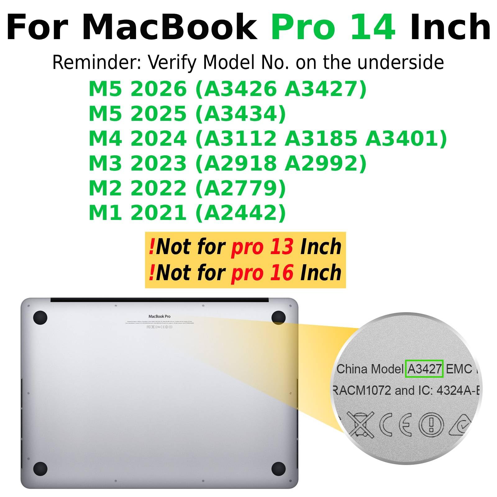KAIJIAbox Funda compatible con MacBook Pro de 14 pulgadas M5-M1 2026-2021, color negro | Kit 4 en 1 de piel rígida con soporte, cubierta para teclado, alfombrilla de mouse, antigrietas, antiarañazos, antihuellas