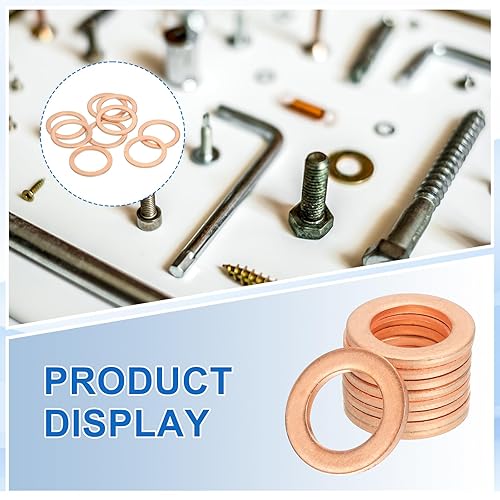 Miniatura 3 de MECCANIXITY 9Pcs Arandela Plana, Kit de Arandelas de Cobre M18 Anillo de Sellado de Cobre Arandela de Aplastamiento Surtido, 18mm ID, 24mm OD, 1.5mm