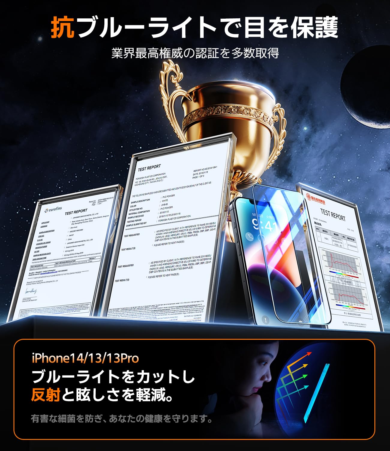 Amazon.co.jp: iphone 14/13/13pro ガラスフィルム 用 【米軍No.1規格