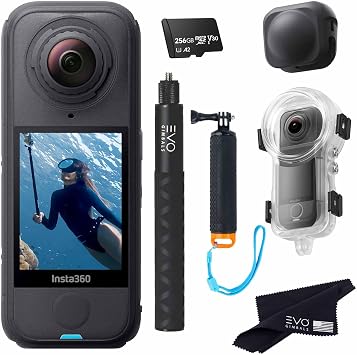 Insta360 X4 Air Dive Bundle | Lightest 8K 360 Action Camera for Epic Adventures, Replaceable Lenses, for Action, Vlogging| Bundle Includes Dive Case, Selfie Stick, Floating Grip, Lens Cap256GB