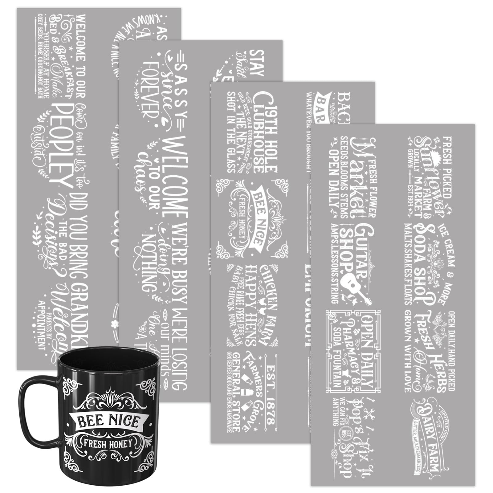 Autocollants UV DTF pour gobelets et cahiers, stickers durables pour tasses et verres de 473g
