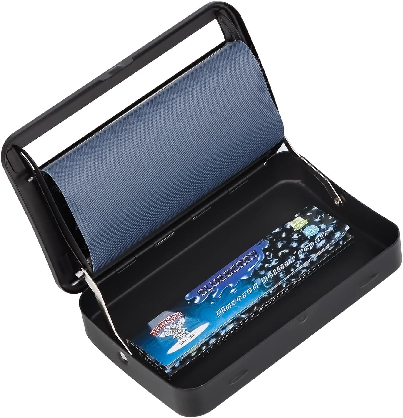 HORNET110MM Adjustable Automatic Cigarette Rolling Machines Box, Silver Metal Cigarette Roller Case Suit King Size Rolling Paper (110mm-Black)