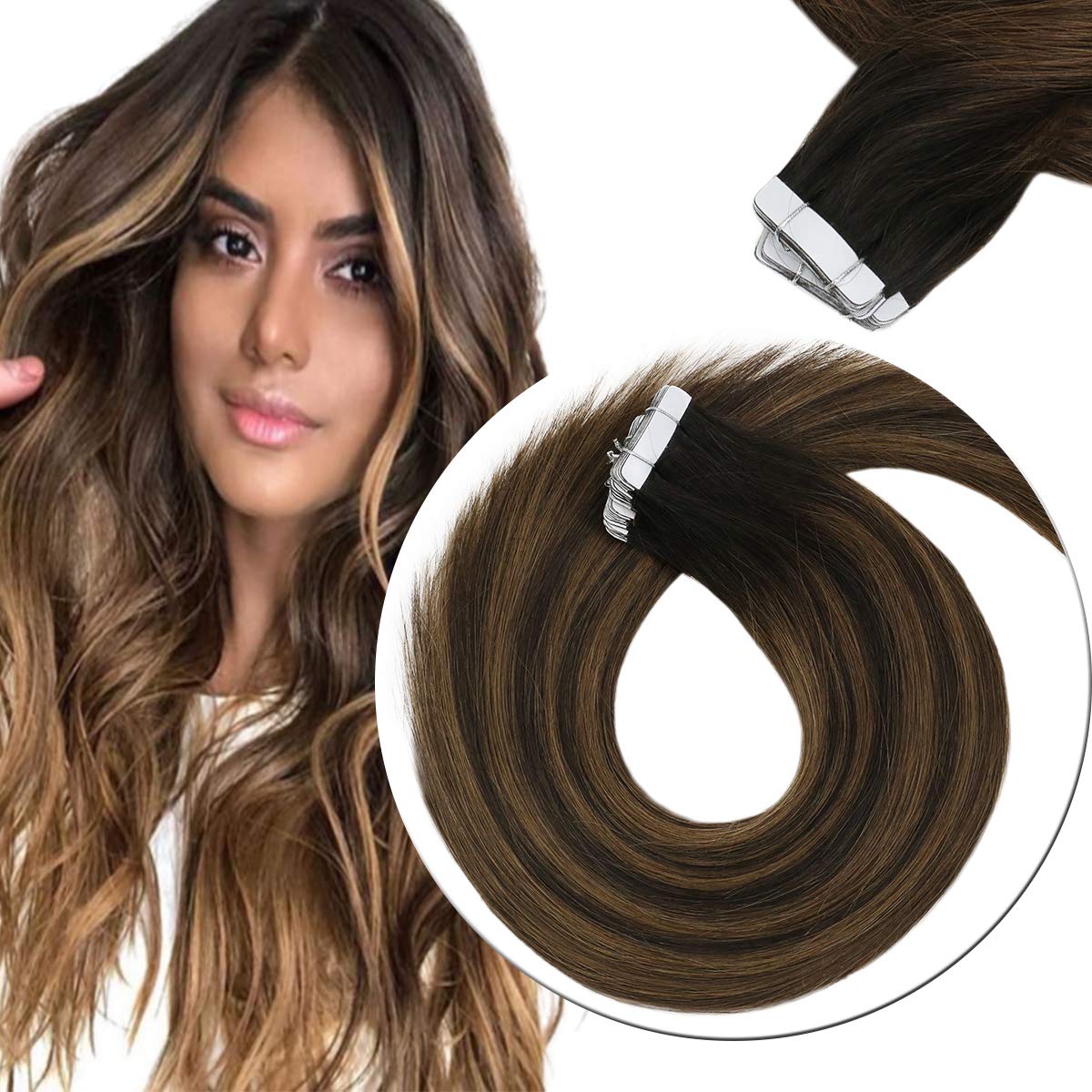 Sunny 24inch Remy Hair Extensions Tape in Human Hair 40pcs