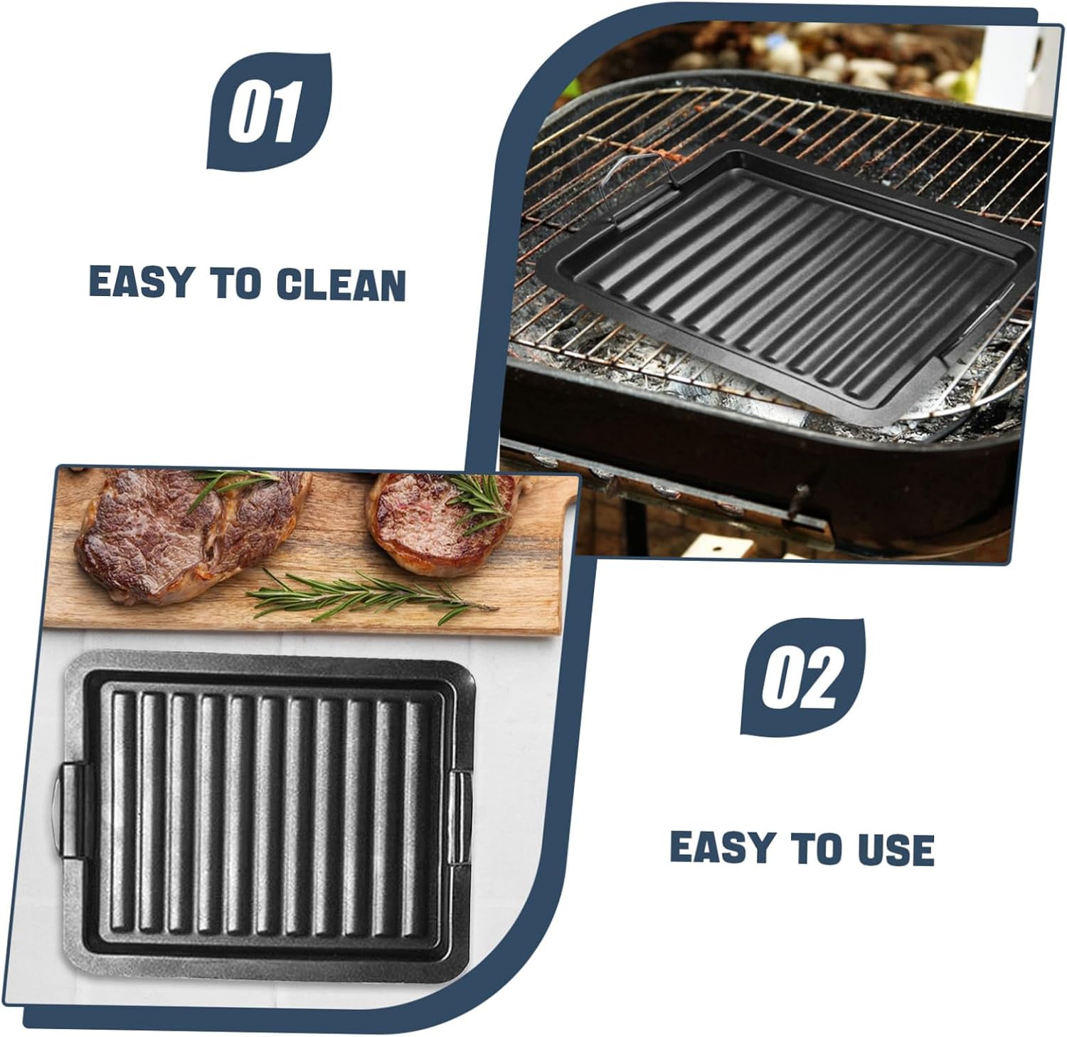 Outdoor Enamel Grill Pan Non-stick Bbq Grilling Tray Multi-function Outdoor Grill Pan for Meat Vegetables for Picnics and Cookouts Convenient Grilling Accessory