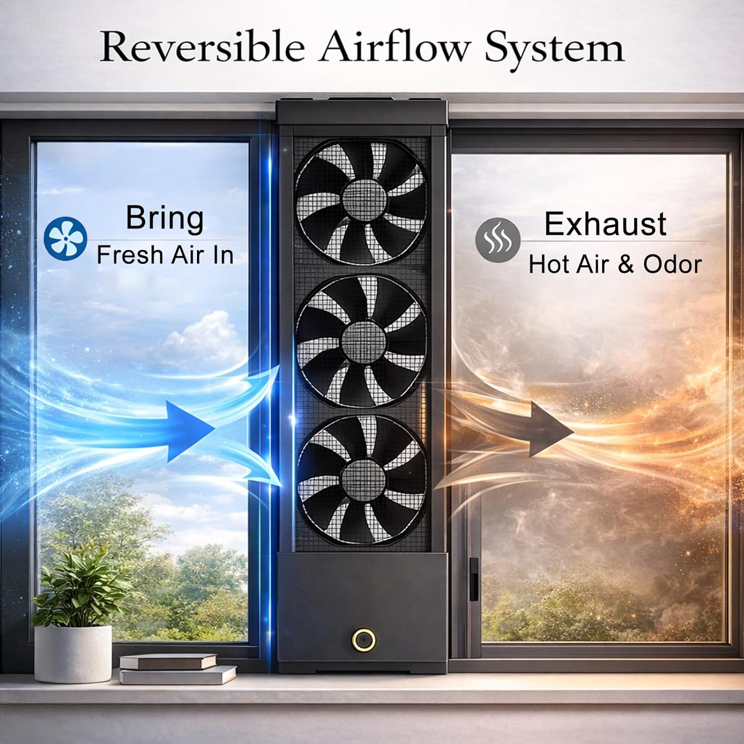 Retractable Vertical Window Fan, Window Fans for Sliding Windows, Reversible Airflow Window Exhaust Fan,Adjustable Wind Speed,Ultra Quiet, Tool-Free Installation for Bathroom Kitchen Bedroom