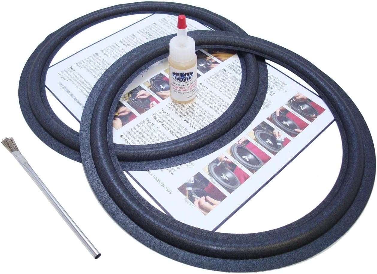 Springfield Speaker Foam Surround Edge Repair Kit - 2 Speaker Kit - 12 Inch - Compatible with BSR 123B, Many More