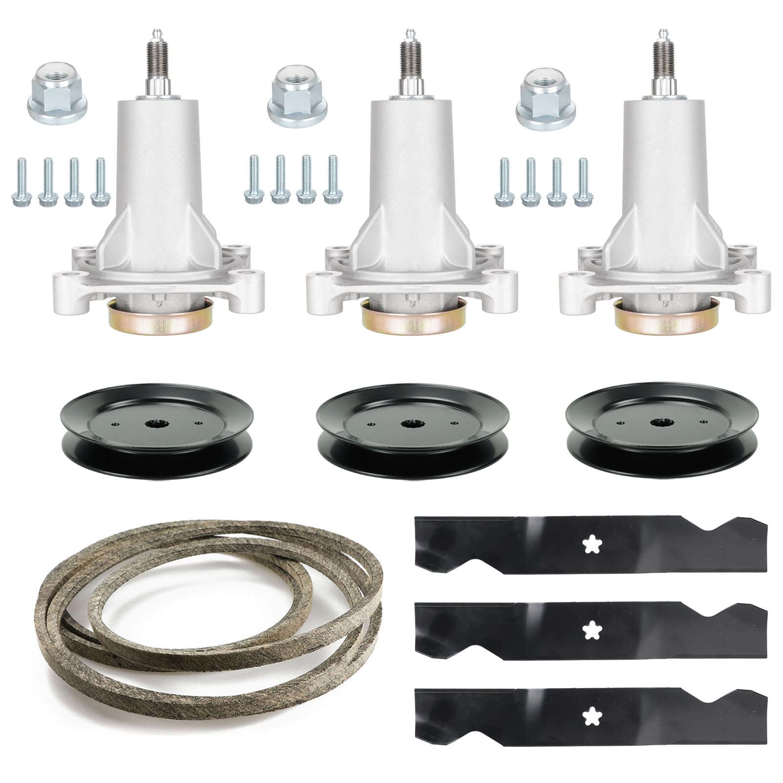 Kit de reconstrucción de cubierta para cortacésped con correa de hoja de eje de polea para cortacésped 187292 192870 532187292 129861 153535 Cinturón 148 5/8 pulgadas