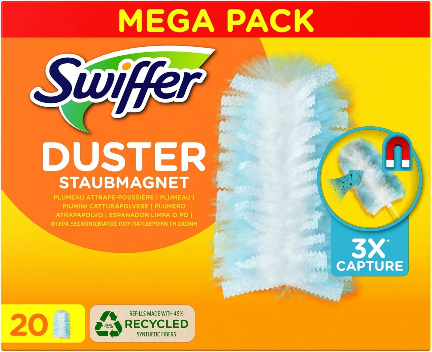 Swiffer Staubmagnet Trap & Lock Nachfüllpackung x20, Nehmen 3x Mehr Staub Und Haare Auf Als Ein Herkömmlicher Staubmagnet Und Schließen Ihn Ein