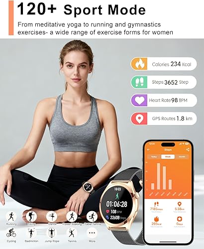 Miniatura 5 de Relojes inteligentes para mujer, 1.27 pulgadas, pantalla táctil TFT, reloj inteligente para responderhacer llamadas, seguimiento de actividad y