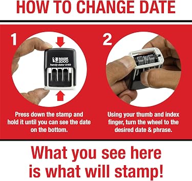 Mark 2000 Self-Inking Rubber Date Office Stamp with Completed Phrase & Date - Black Ink (Handy-Dater S160), 12-Year Band
