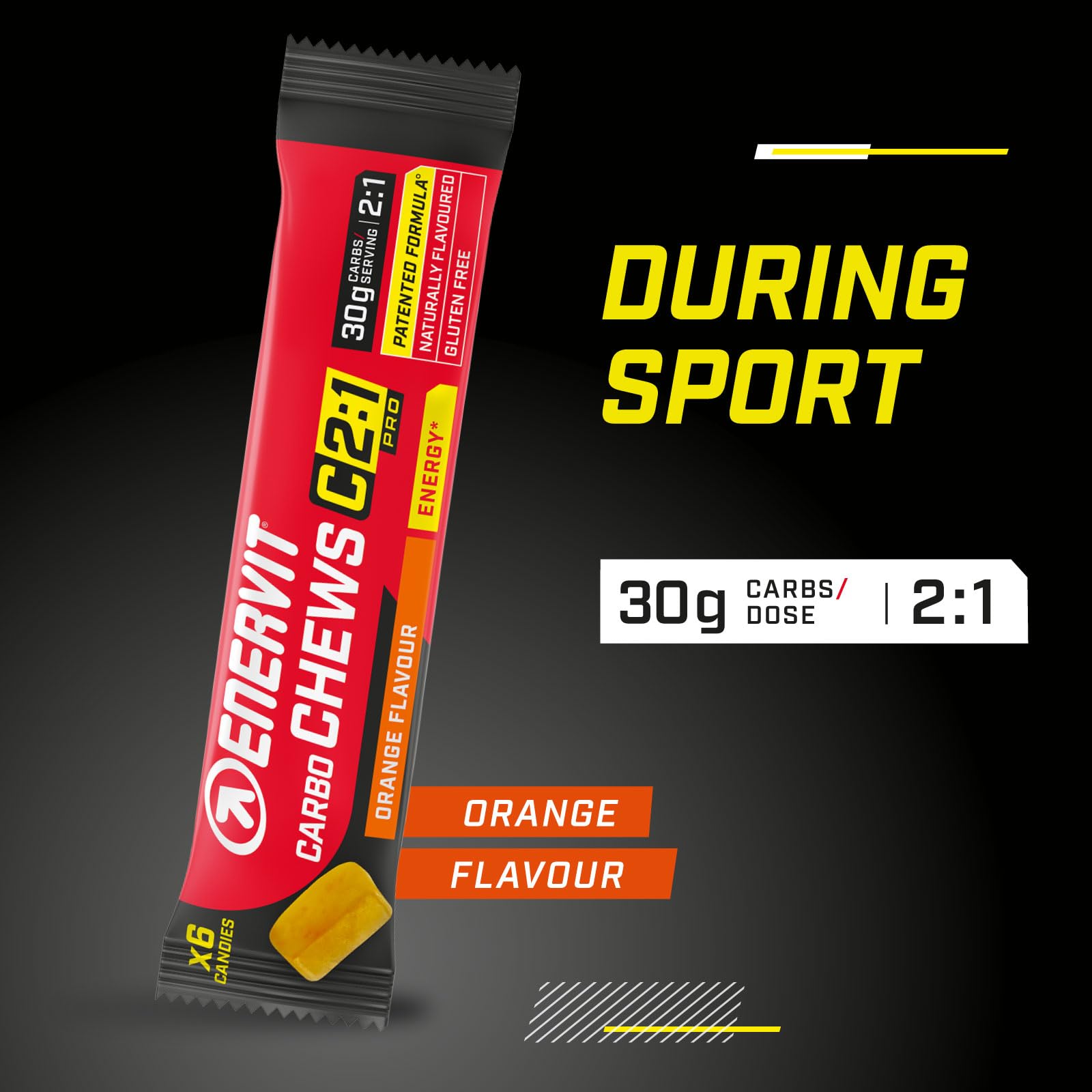 Enervit C2:1 Pro Carbo Chews, Orange (Orange, 30 x 34 Gramm Riegel)