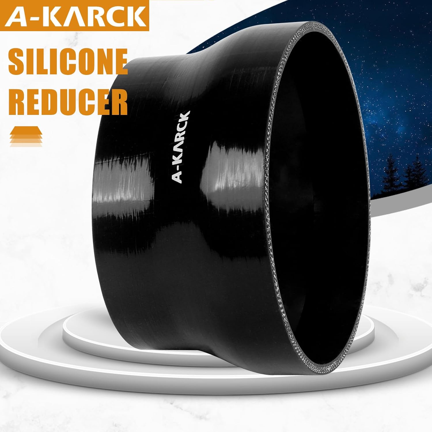A-KARCK 5'' Silicone Duct Reducer, 5'' to 6'' ID Silicone Pipe Straight Coupler Hose 3'' Length Universal 4-Ply Reinforced Silicone Coupler Black