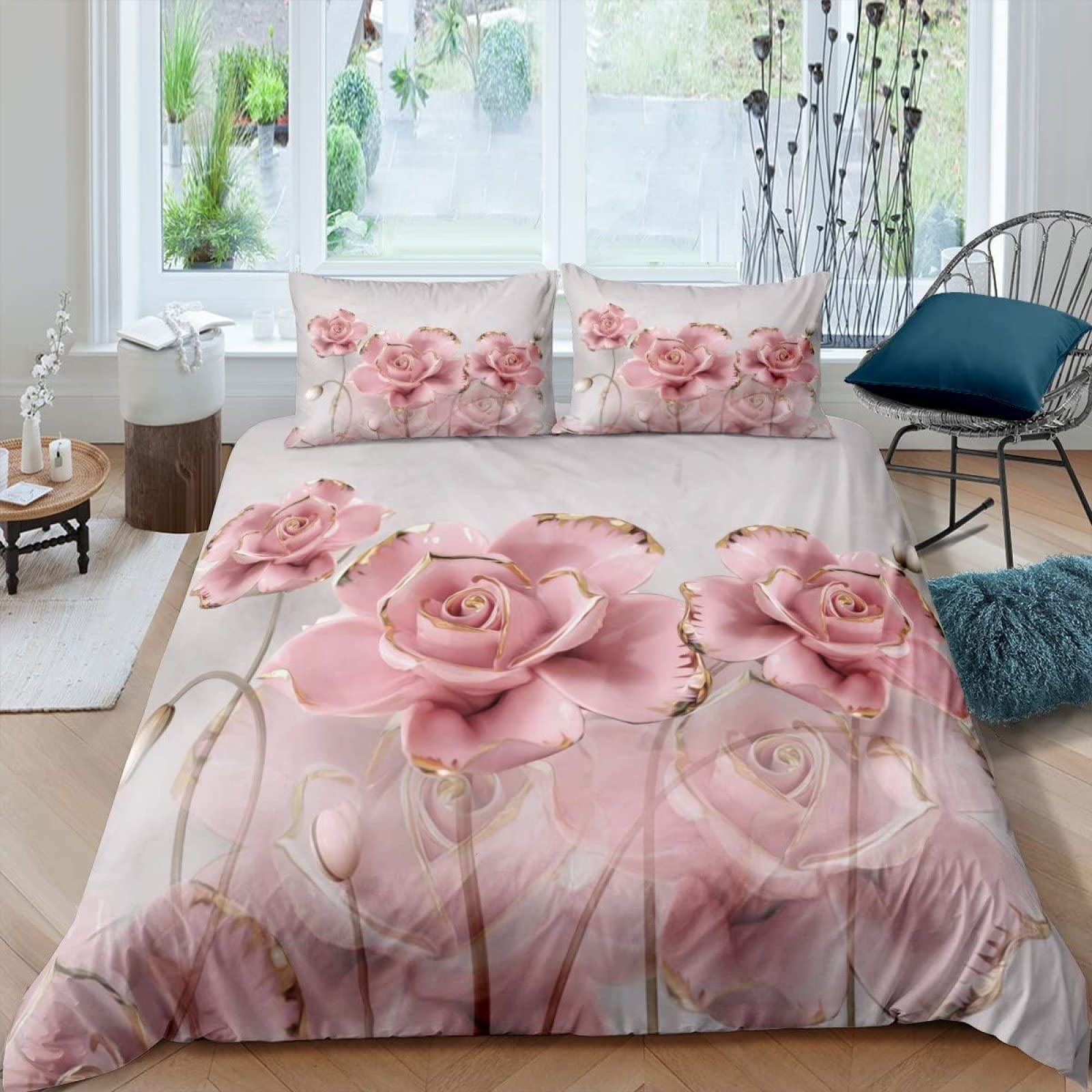 Set Copripiumino Matrimoniale 260x240 Cm – Fiore Di Mucca Dell’Altopiano, Stile Fattoria, Microfibra Morbida 120g/m² Con 2 Federe 50x80 Cm E Cerniera