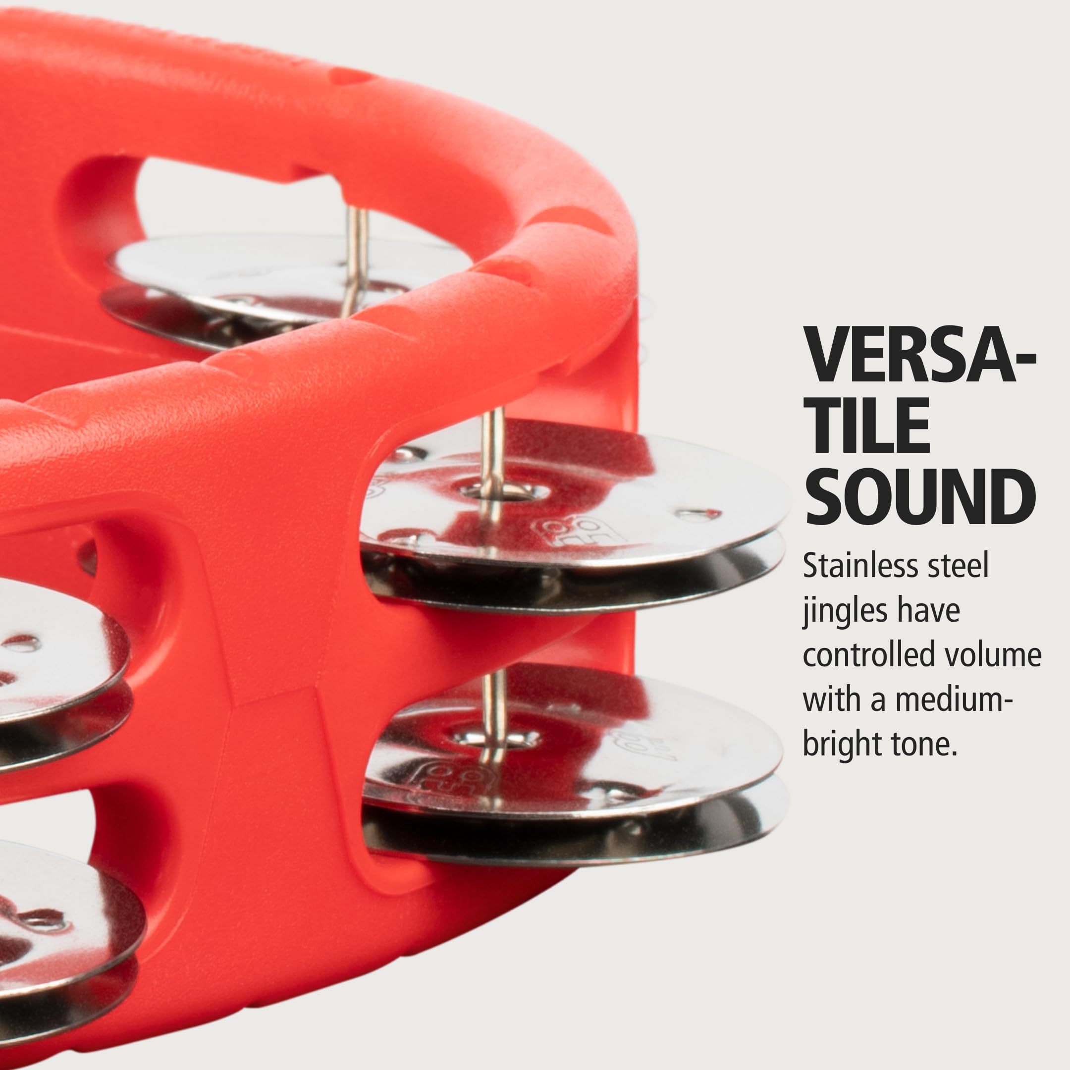 Meinl Percussion Headliner Mountable ABS Tambourine, Rot (HTMT2R) | Tamburin mit 2 Reihen Jingles, mit Halterung, ABS Kunststoff und Stahl