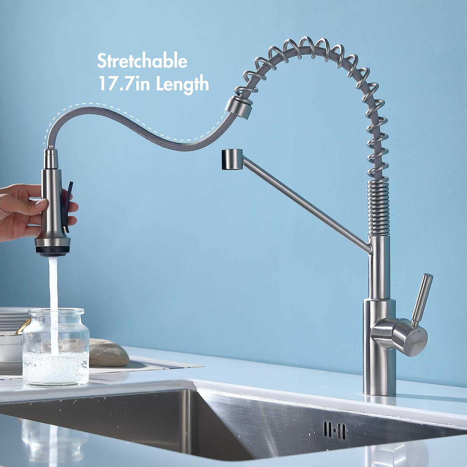 Hоt Dеаlѕ Kitchen Faucet，‎Brushed Nickel Sink Faucet with Pull Down Sprayer，Spring Spout Faucet