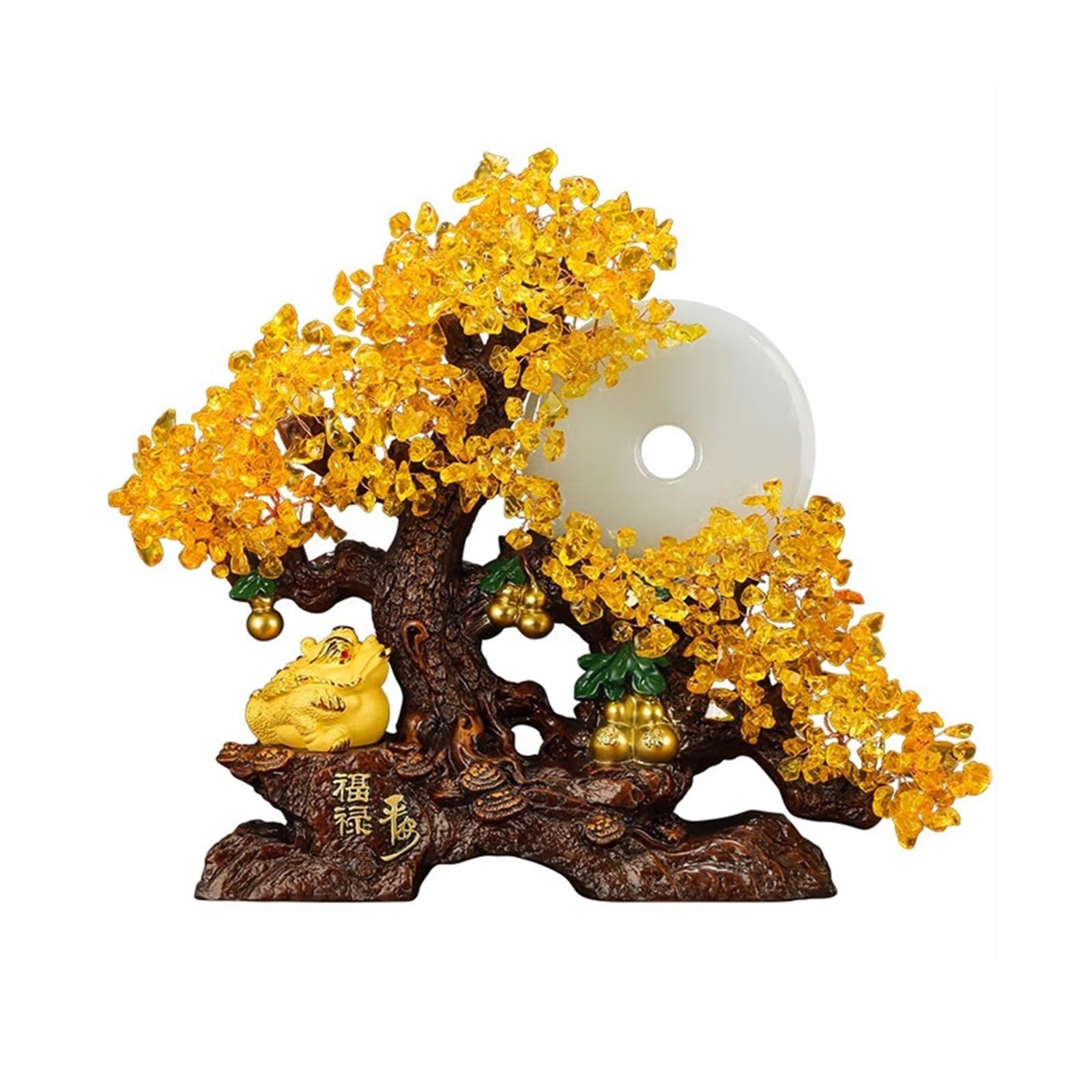 Crapaud Feng Shui et arbre à argent en cristal, statuette d'art minéral pour intérieur chic