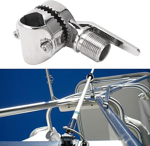 Miniatura 5 de Aramox Marine Boat - Soportes de antena VHF, montaje de trinquete de rosca de 1 pulgada, montaje de base ajustable de acero inoxidable 316 para