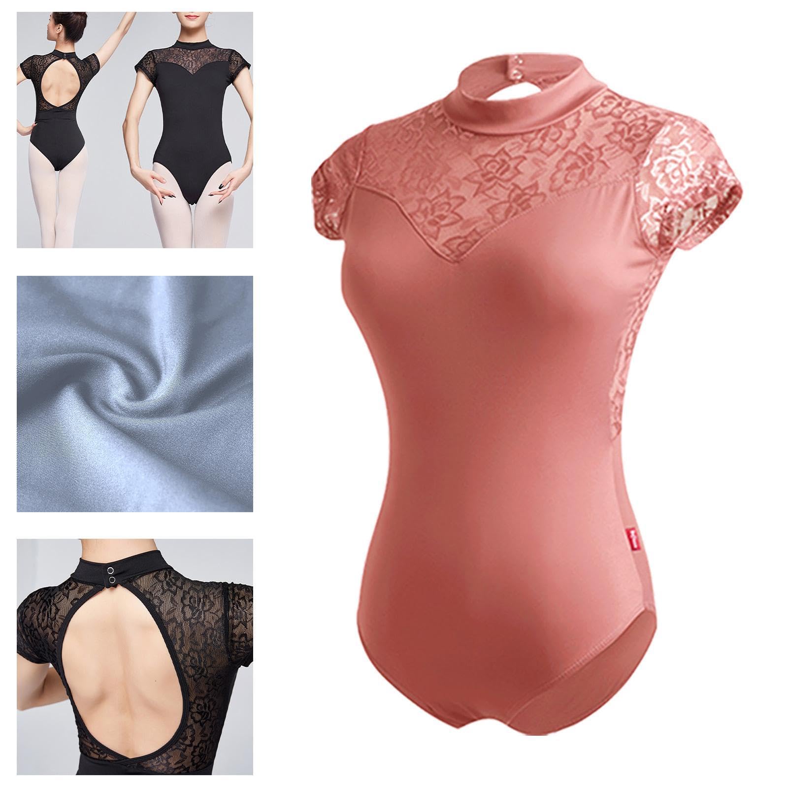 Justaucorps de Ballet Léotard de Sport Combinaison D'Entraînement Danse Conception Ajustée et Extensible pour Une Mobilité Complète Approprié, Rose Brun, XL