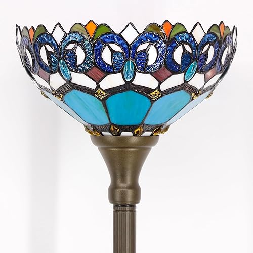Miniatura 3 de Tiffany - Lámpara de pie estilo mariposa con diseño de flores, antorcha de esquina de pie, 12 pulgadas de profundidad x 12 pulgadas de ancho x 67