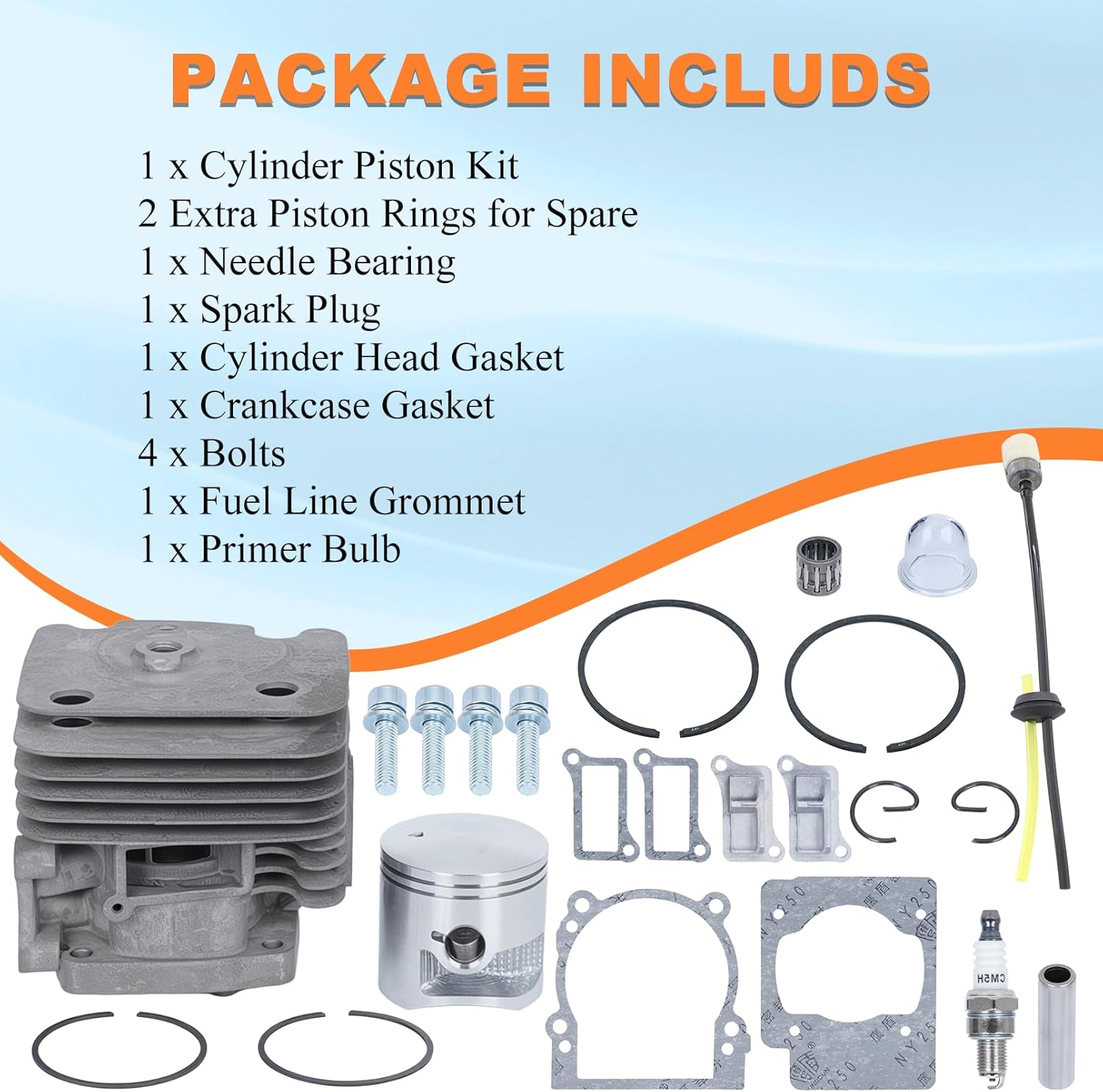 EBZ8550 Cylinder Piston Top End Kit for Redmax EBZ7500 EBZ8500 EBZ6500 Husqvarna 580BTS 580BFS 578BTF 570BTS 570BFS 560BTS 560BFS Backpack Leaf Blower Parts Cylinder Head Assembly Gaskets Kit