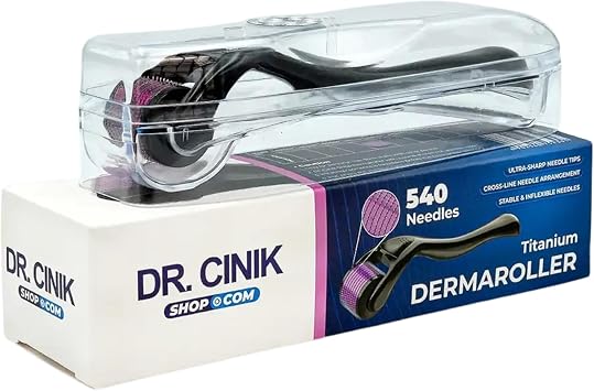 Dr. Cinik Titanium Dermaroller 0.5mm for Hair Growth & Skin Renewal   540 Microneedle Roller for Deep Scalp Follicle Stimulation, Enhanced Serum Absorption & Collagen Support