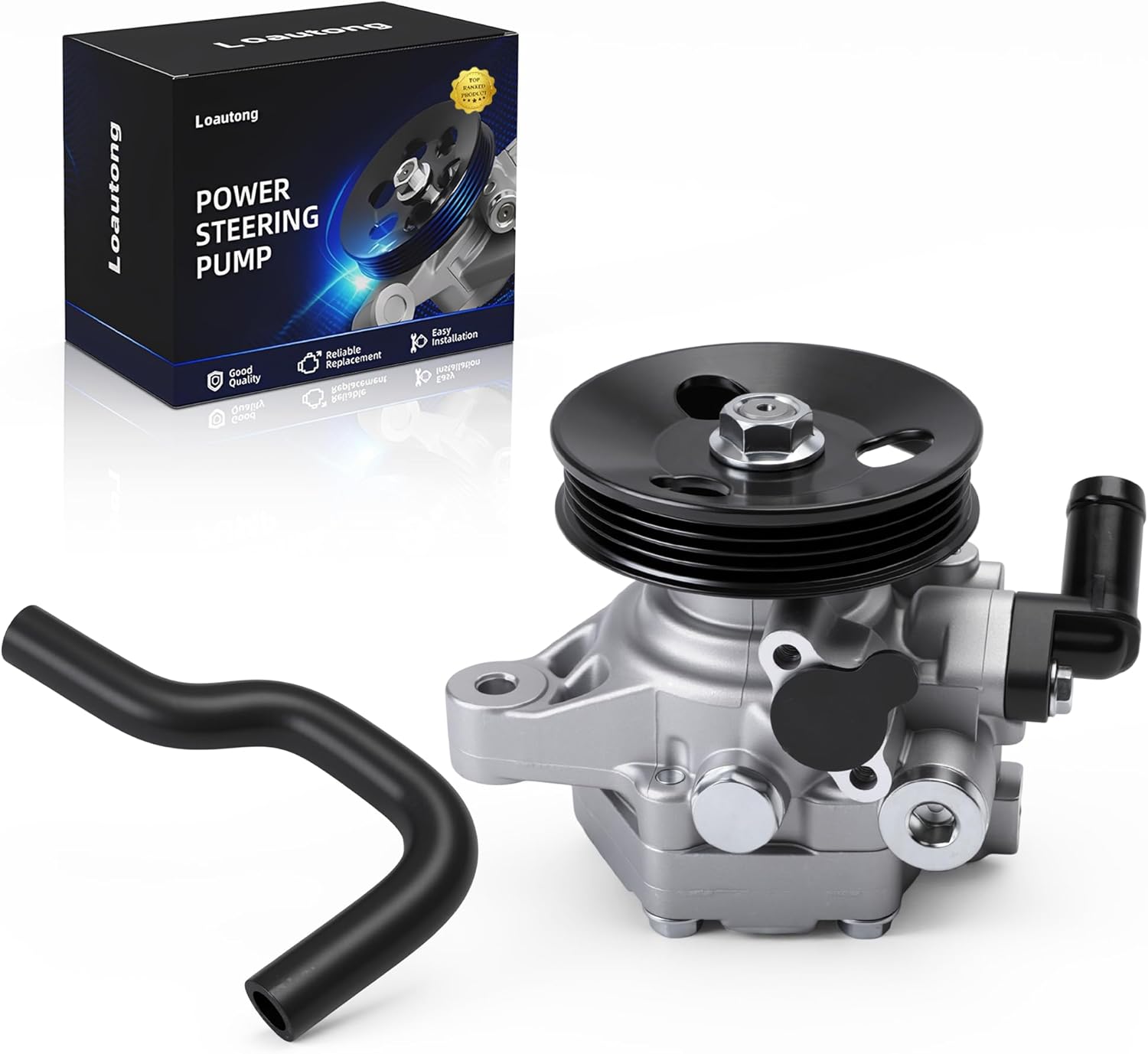 Power Steering Pump with Pulley, with Suction Line Hose, for Honda Civic 2001-2005, L4 1.7L, Power Assist Pump Replace# 56110-PLA-013, 21-5267, 215267, 56110PLA013, 56110-PLA-023