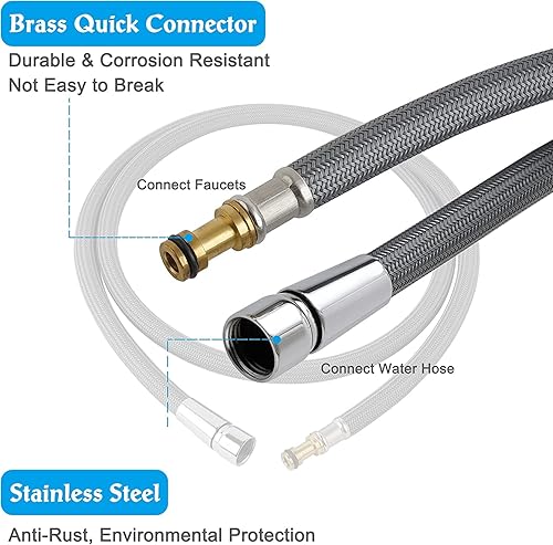 Miniatura 3 de Hygie Rinse 159560 Manguera de repuesto compatible con grifos de cocina extraíbles Moen con bola de peso de 14.1 oz (14.11 oz0.88 libras) 159560 kit