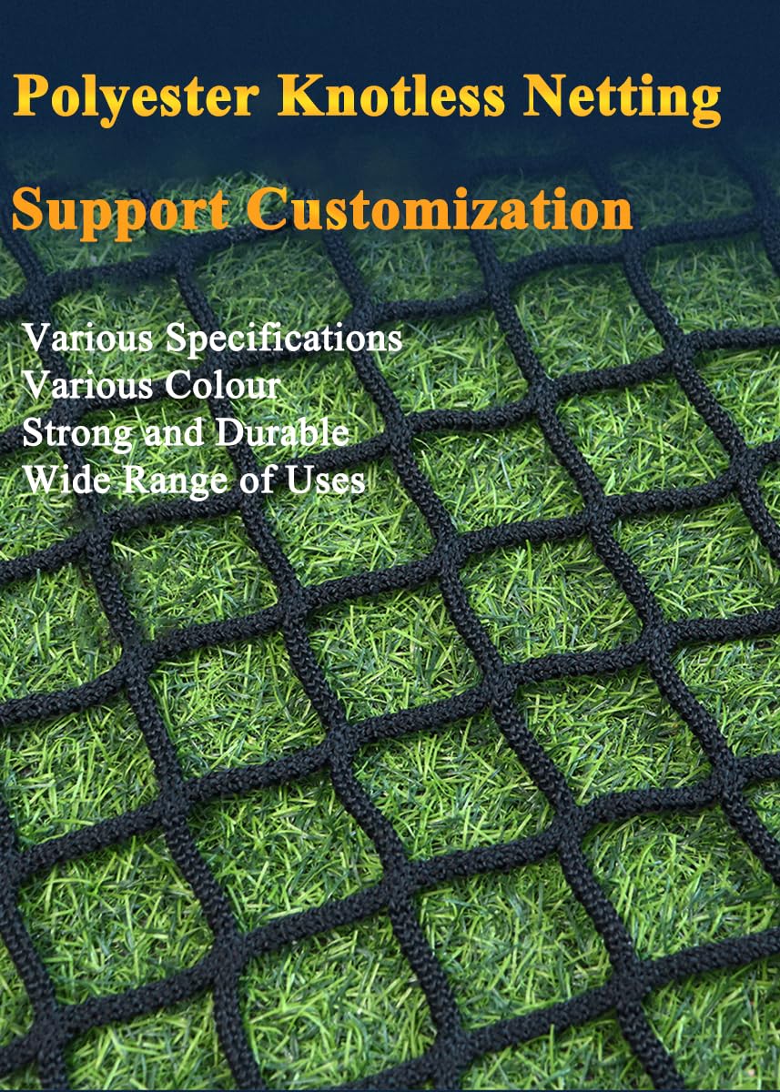 LGLFDJ Black Stairway Net, Golf High Impact Netting Barrier, Ball Stop Net for Backyard, Balcony Fence Safety Net, Soccer Backstop Net, for Indoor and Outdoor(Size:5M×5M(16.4FT×16.4FT),Color:Black)