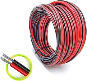 Fio elétrico de silicone 22AWG, preto e vermelho, linha de fio paralelo de 2 condutores, calibre 22, macio e flexível, fio de cobre estanhado sem oxigênio (10 M)