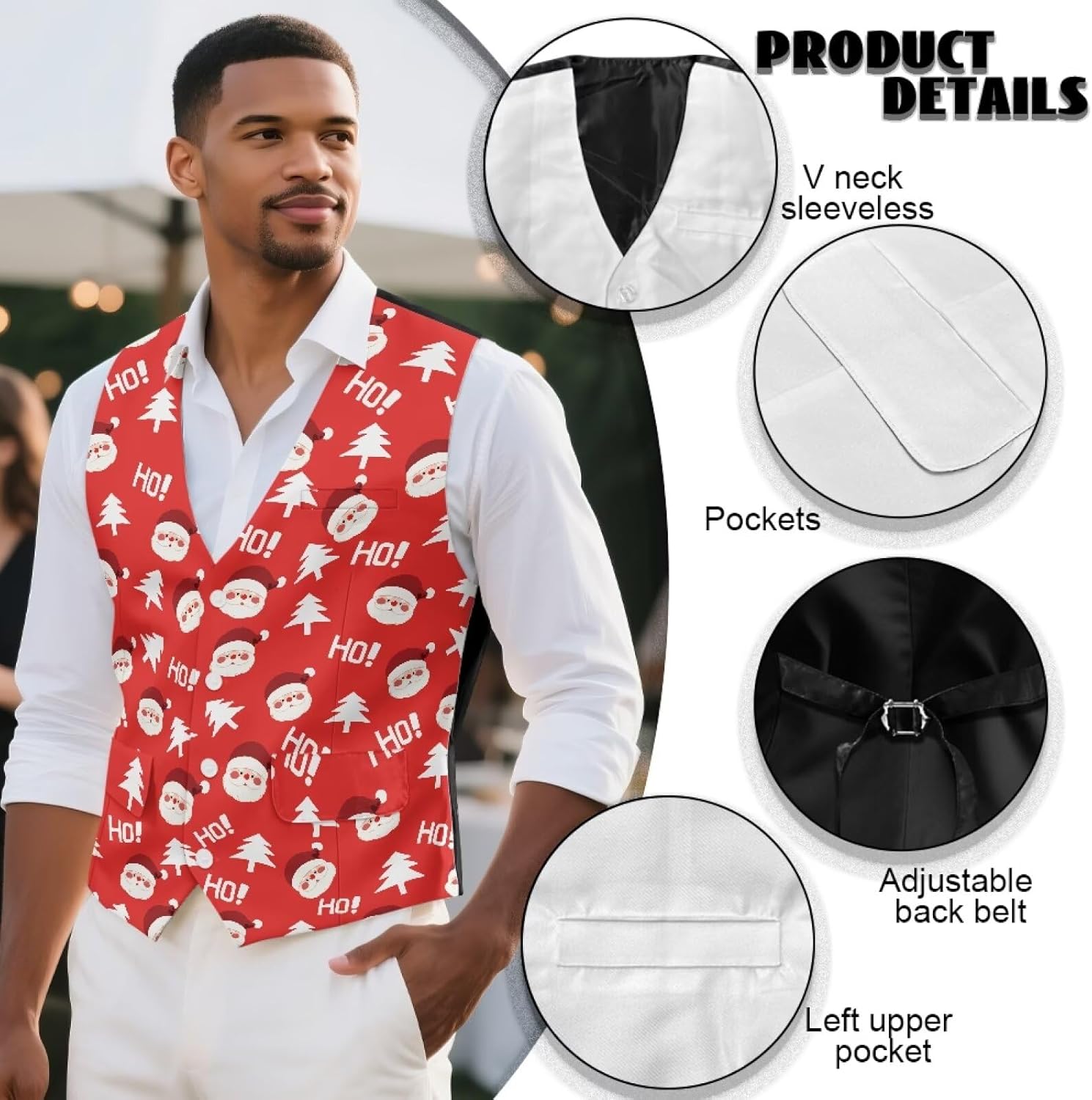 INSTANTARTS Men's Vests Casual V Neck Sleeveless Men's Casual Jacket Vest Slim Fit Lightweight Waistcoat Vest with Pockets