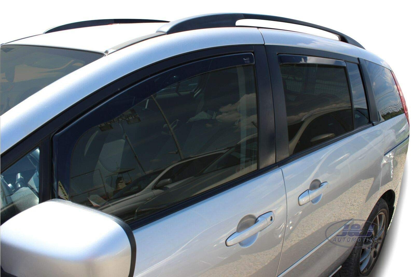 J&J AUTOMOTIVE Windabweiser passend für Mazda 5 5-Türer 2006-2018 4tlg, Heko Regenabweiser Vorne Hinten Getönt Dunkel Passform