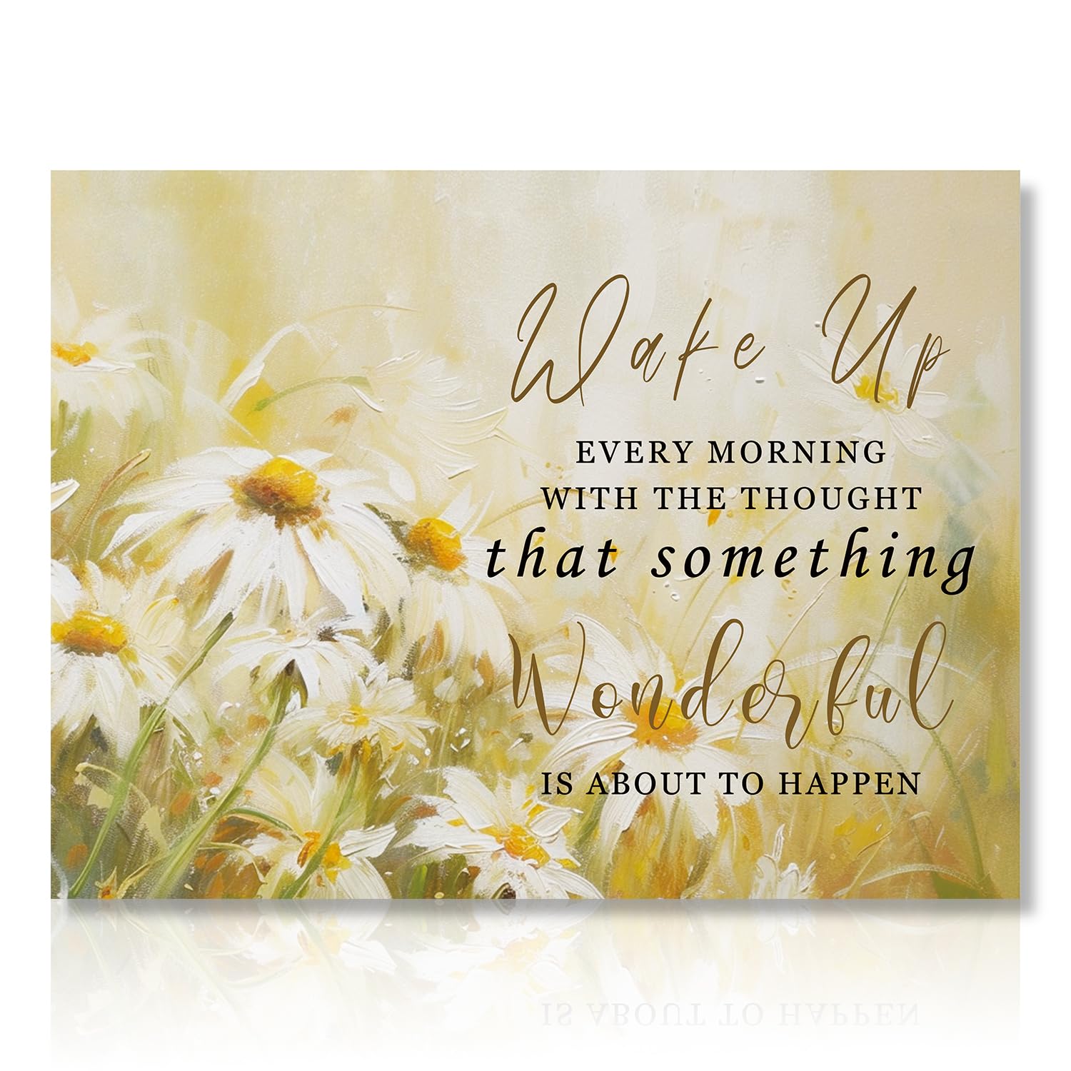 NymphFable Motivational Wall Art Poster Inspirational Quotes Wake Up, Daisy Flower Wall Poster for Bathroom Bedroom Living Room Decor 12x16 in Unframed