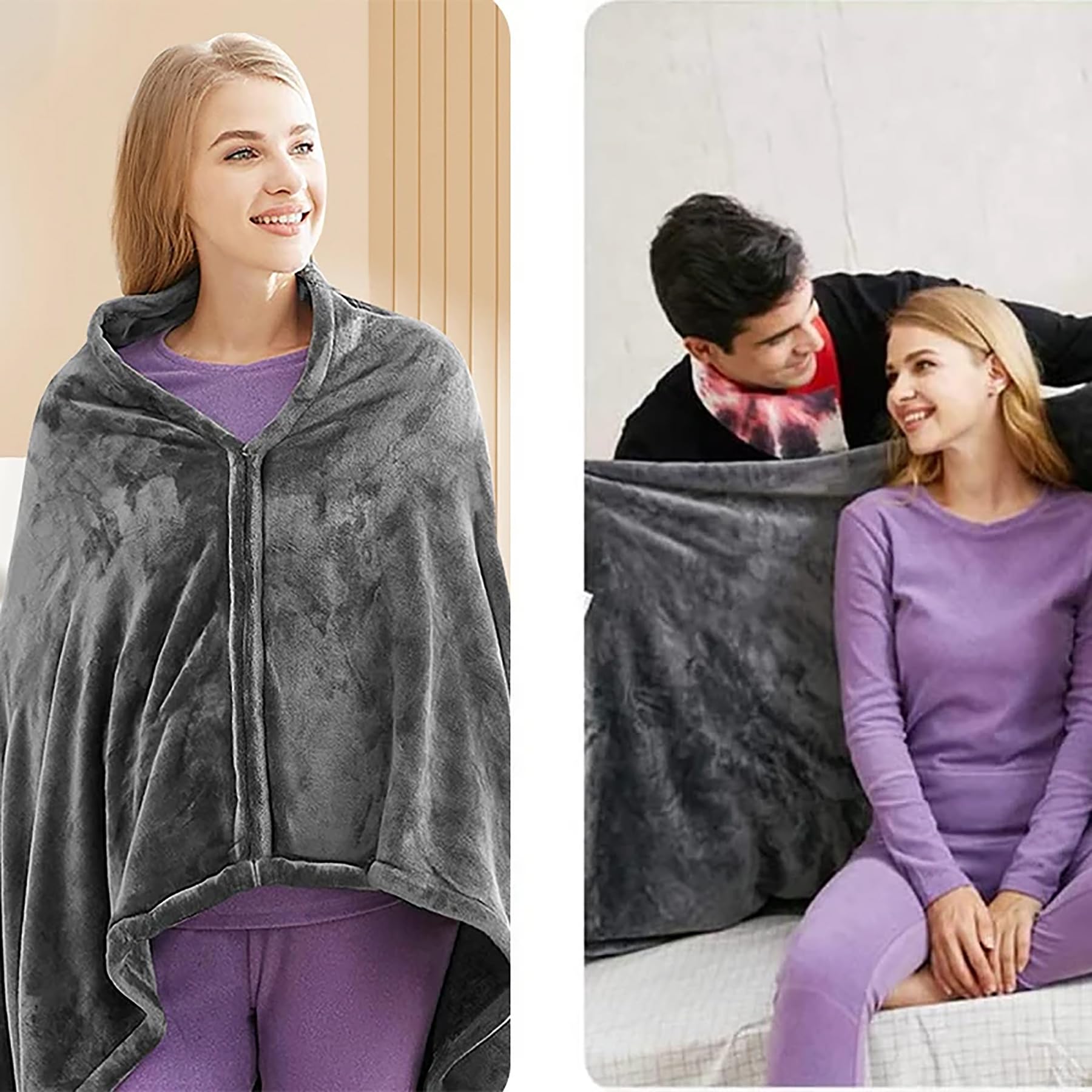 Koc elektryczny, elektryczny koc grzewczy Nadający się do noszenia koc elektryczny Koc podgrzewany Na baterie, elektryczny koc poncho Podgrzewany rzut