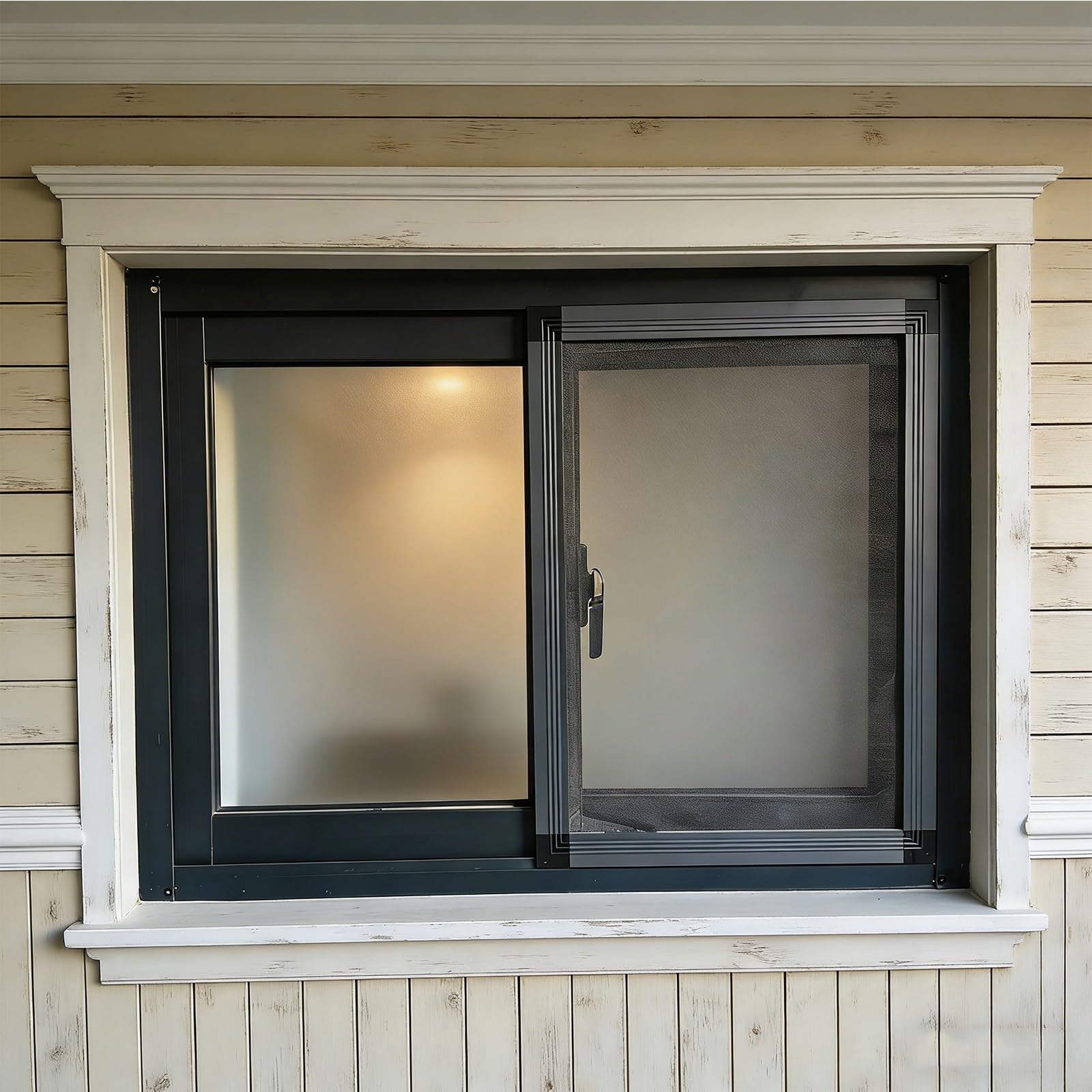 Ventana corrediza sin montaje de vidrio templado para garaje y cobertizo