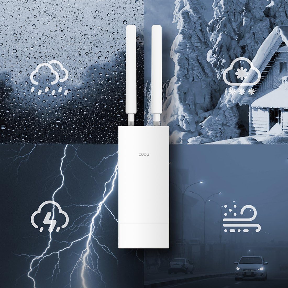 Cudy Zewnętrzny router Wi-Fi bezprzewodowy z modemem 4G (2.4 GHz, Cat 4, 300 Mbps, karta SIM, ultraszybki, RJ45, Ethernet, 1x WAN/LAN, wodoodporny) biały