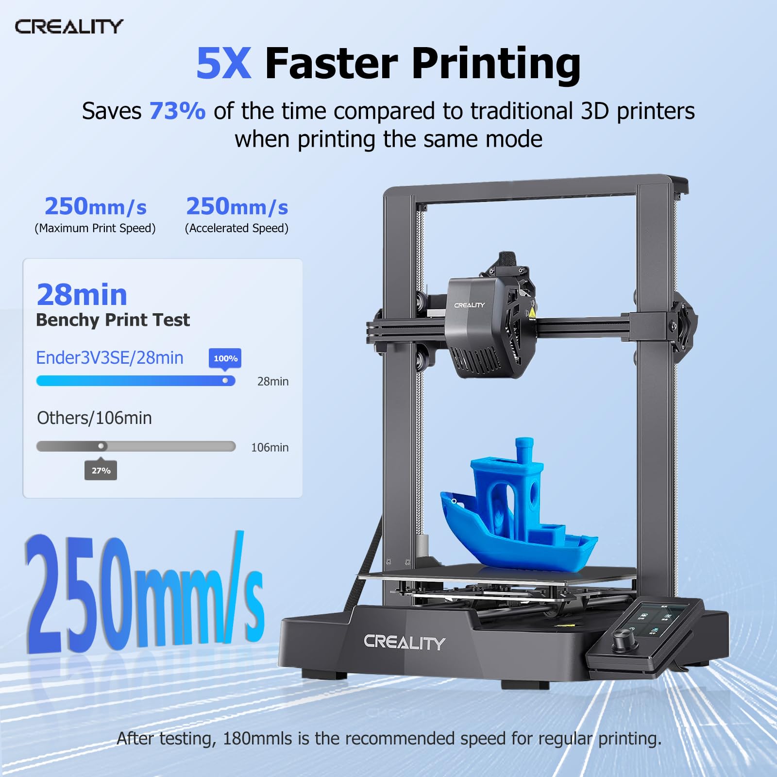 Creality Ender 3 V3 SE, Stampante 3D Veloce 250mm/s, Livellamento Auto CR Touch, Estrusore a Trasmissione Diretta, Caricamento Auto del Filamento, Guida Lineare con Doppio Asse Z Asse Y, 220x220x250mm