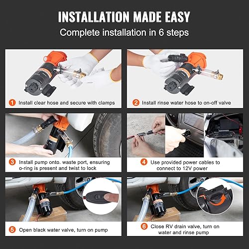 Miniatura 6 de VEVOR Bomba maceradora portátil para autocaravana, 12 V, bomba de residuos de liberación rápida de 12 GMP, bomba de alcantarillado de aguas