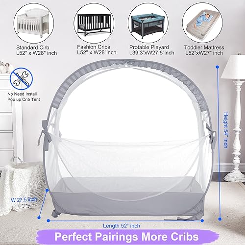 Miniatura 3 de Safety Crib Tent to Keep Baby from Climbing OutWoderful Breathable Pop-up Mosquito Net Protable Baby Tent for Baby Travel