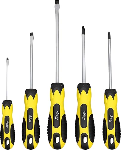 Miniatura 1 de Juego de destornilladores magnéticos, 5 destornilladores ranurados y Phillips con mango ergonómico y cómodo antideslizante, puntas magnéticas