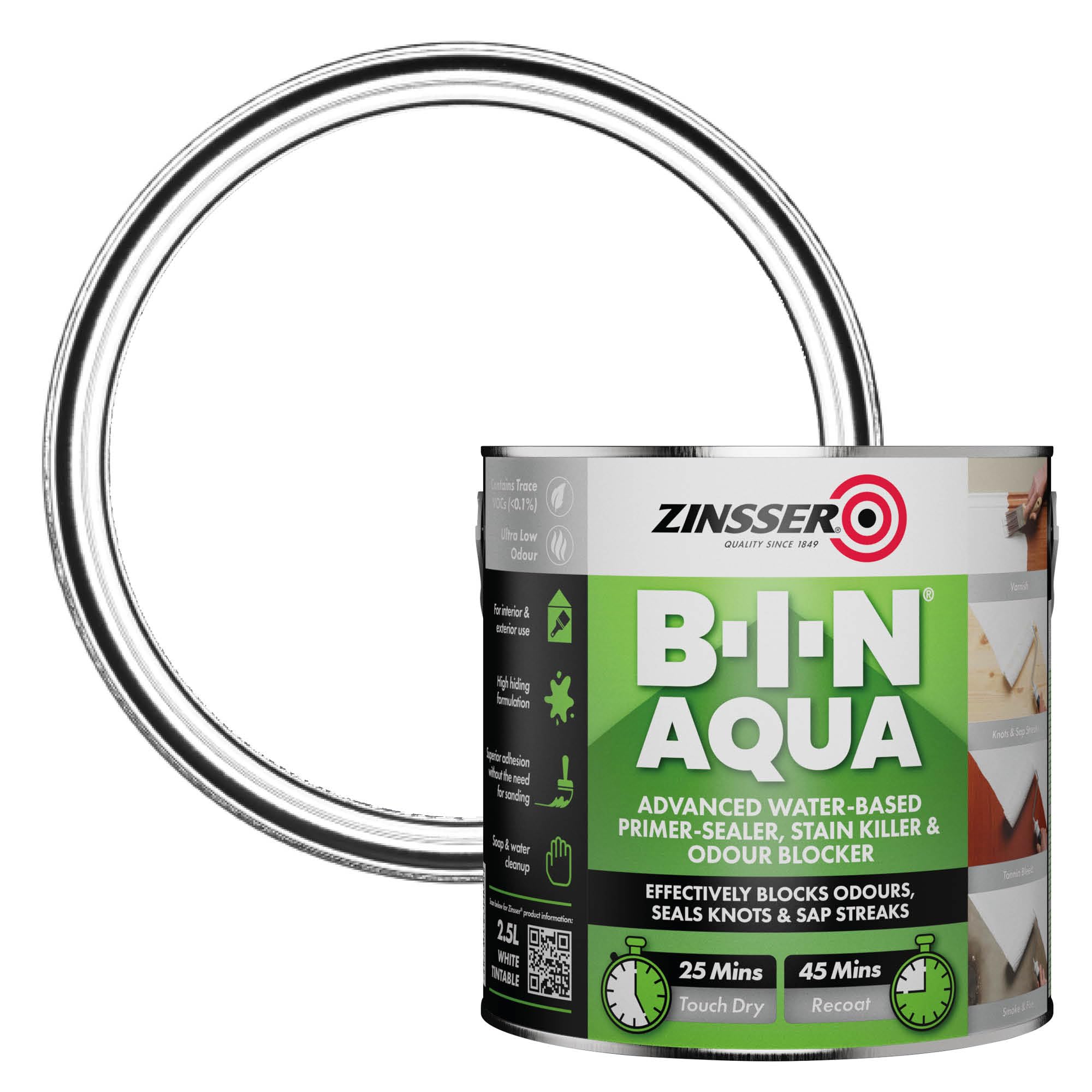 Zinsser Bin Aqua Stain-Blocking Primer White 2.5L
