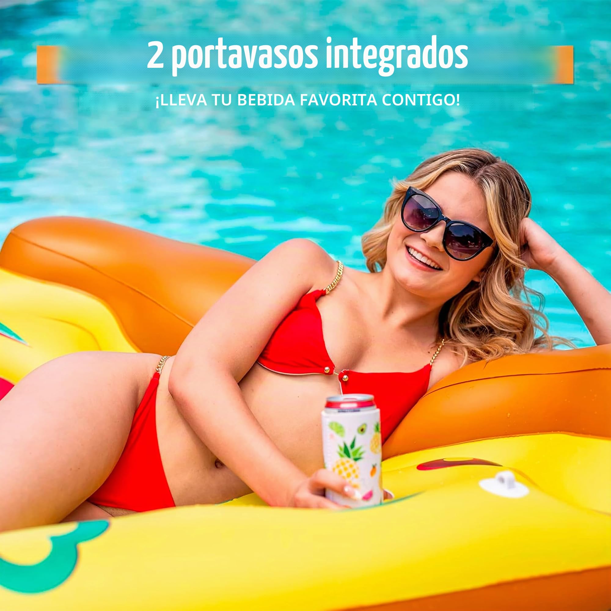 JOYIN Flotador Gigante Inflable en Forma de porción de Pizza, 1,8 x 1,5 m, Inflable para Piscina, Flotante de Verano (1 Unidad), Tumbona Flotante con portavasos, Juguete para Fiestas en la Piscina