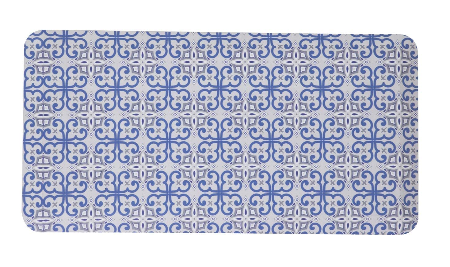 Mabel Home Anti Fatigue Floor Mat- 3 Size(20x32 & 20x39 & 24x70),16 Colors - Standing Desk Mat-Kitchen Floor Mat-Stain ResistantHome Non-Slip Bottom, Extra Soft (Blue&Pattern, 20" x 39")