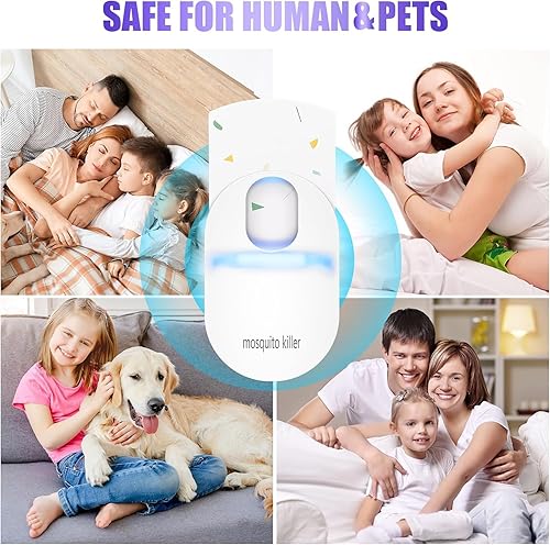 Miniatura 7 de Trampa para insectos voladores, trampa para mosquitos enchufables para casa interior 2023, atrapa insectos con luz nocturna UV con 5 tablas de